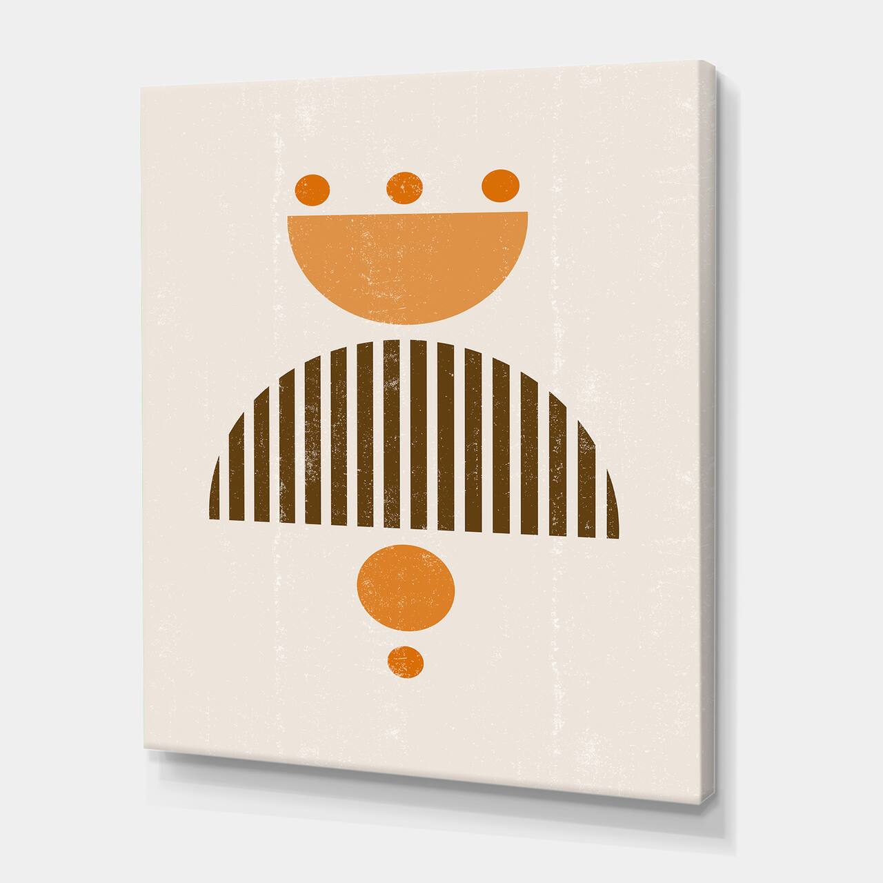 Designart - Abstract Minimal Sun and Moon In Earth Tones II - Modern Canvas Wall Art Print